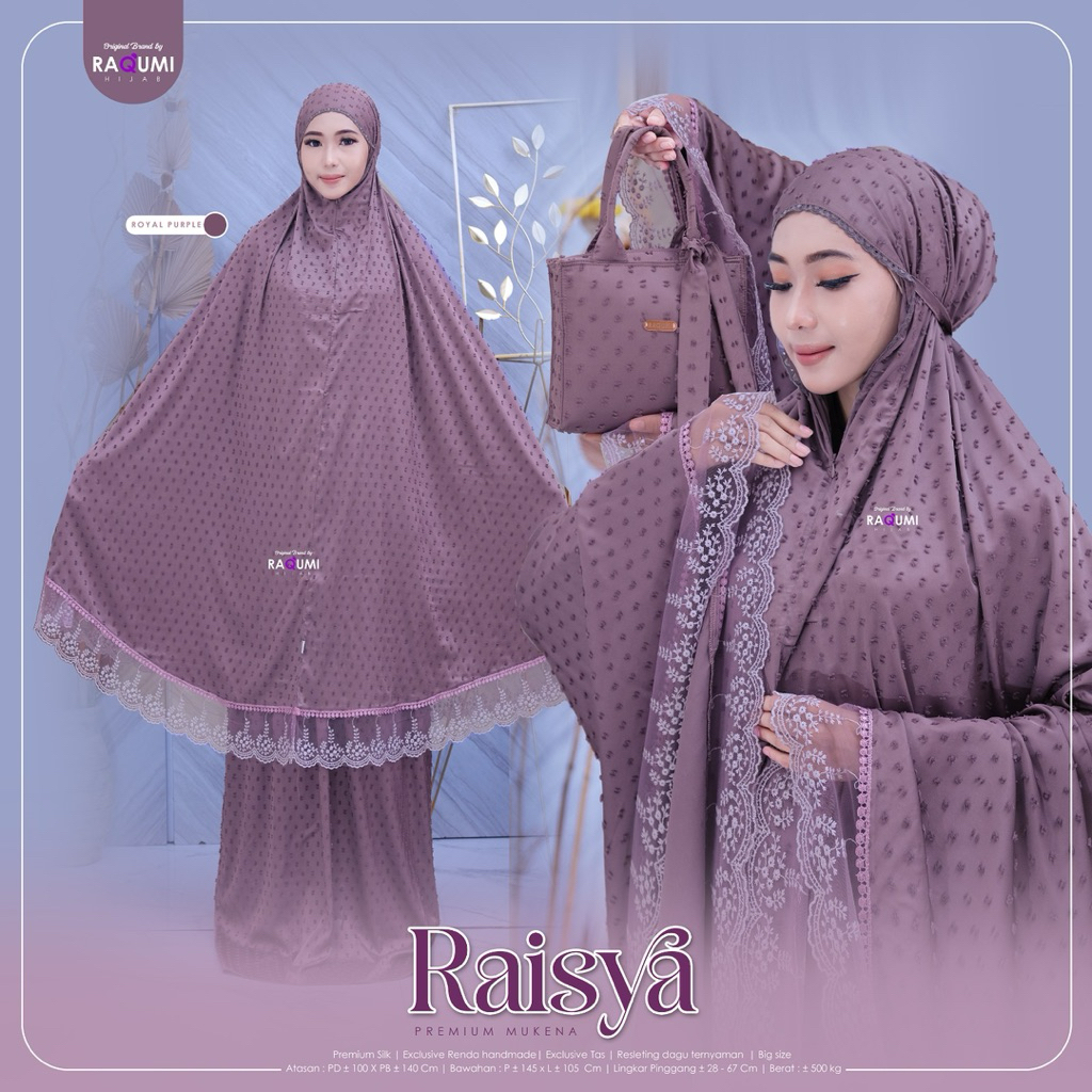 Raisya Mukena Original Raqumi Hijab Premium Silk Exsklusive Renda Heandmade Mukena Dewasa Raisya  Ra