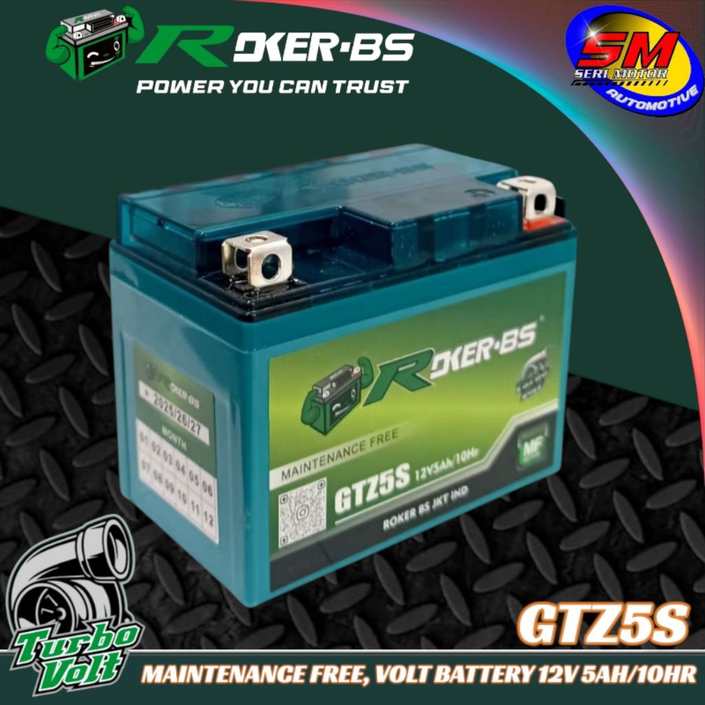 Aki Motor GTZ5S Roker-Bs Turbo Volt Battery 12Ah