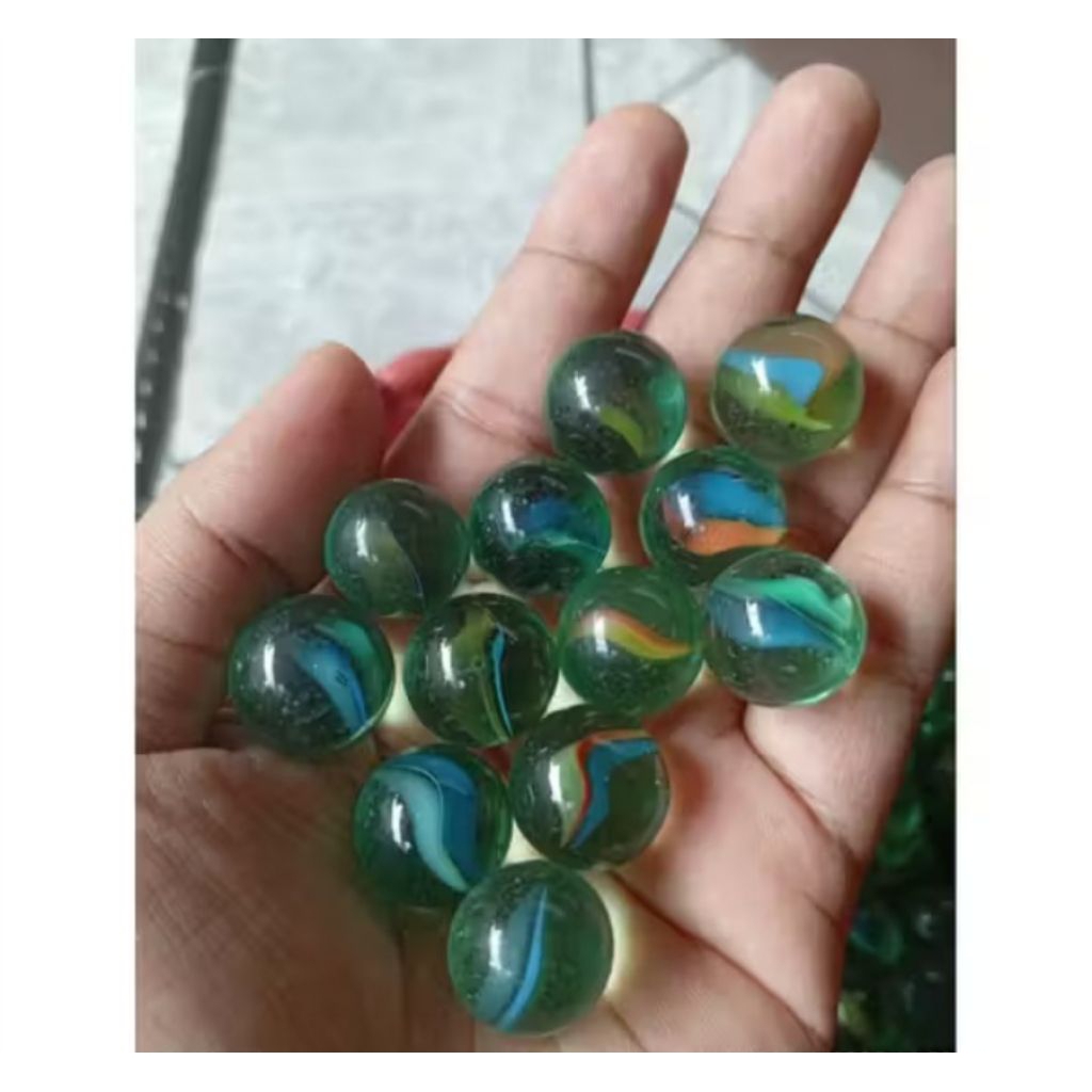 Mainan Anak-Anak Kelereng Bening Putih Susu Metalik Kecil/Kelereng Jumbo