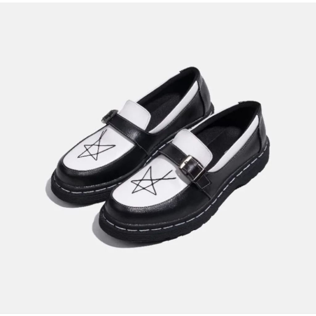 Sepatu docmart Penny loafers putih hitam pria wanita/unisex