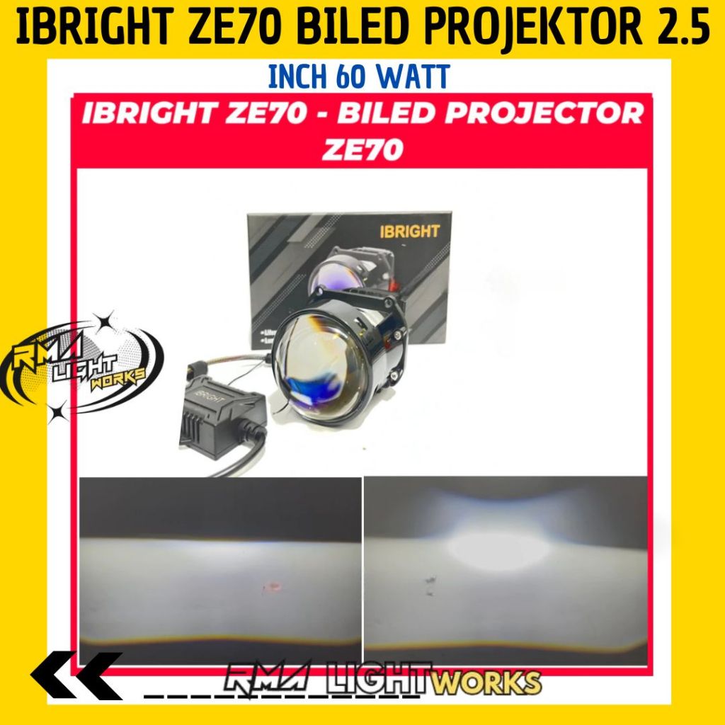 IBRIGHT ZE70 Biled Projector 2.5 Inch Biled Ibright 60 Watt Original Garansi 1 tahun
