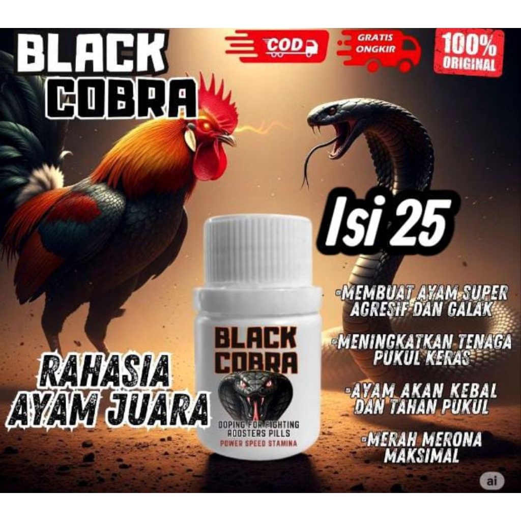 Black Cobra Doping Ayam Aduan Terbaik Asli Original Import Kemasan 25 Kapsul