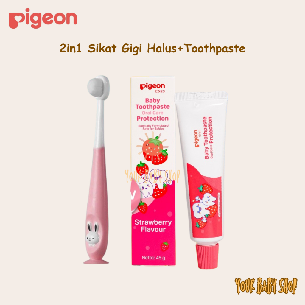 Paket Bundle Pasta Gigi Pigeon Baby Toothpaste 45 Gr + Sikat Gigi Bayi Lembut Perawatan Mulut Anak