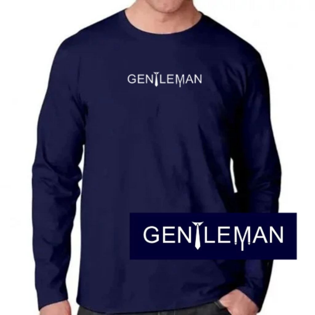 KAOS LENGAN PANJANG (LOGO "GENTLEMAN") /KAOS OBLONG PRIA DAN WANITA LENGAN PANJANG/ KAOS REMAJA/KAOS