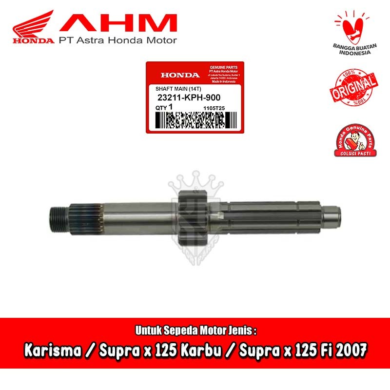 Main Shaft As Gear Mesin Honda Karisma Supra x 125 Karbu Supra Fi 2007 Original AHM 23211-KPH-900