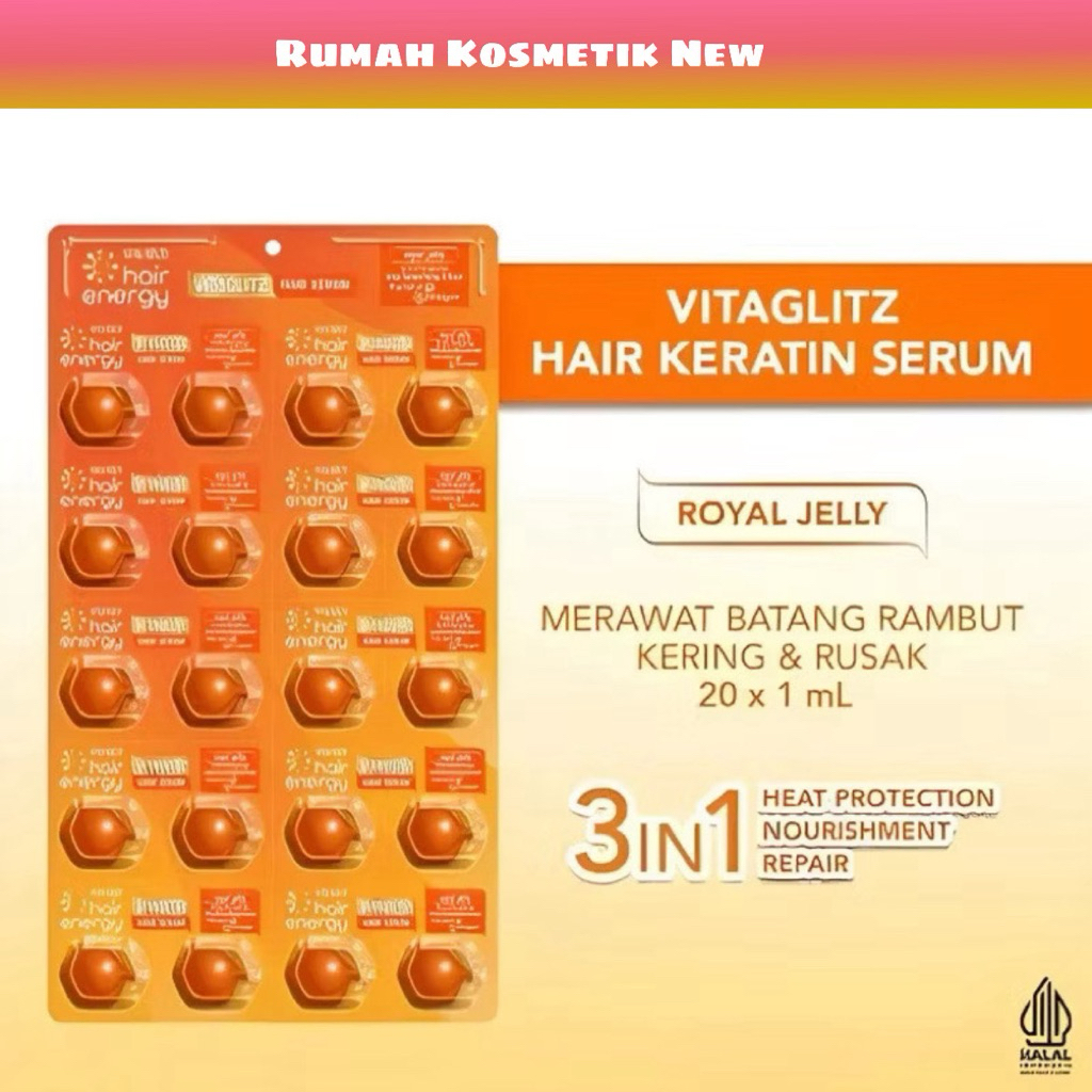 Makarizo Hair Energy Hair Keratin Serum Vitaglitz Royal Jelly 20 X 1 ML / isi 20 PCS