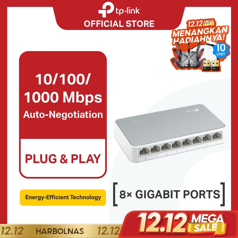 TP-Link TL-SF1008D | 8-Port Desktop Switch  | Fast Ethernet 10/100Mbps | Plug & Play | Ethernet Hub