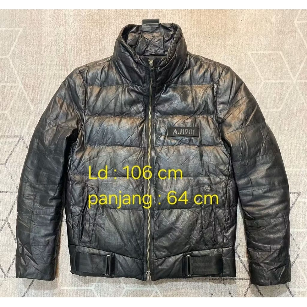 Jaket bahan kulit asli model Bulang Armani Jeans