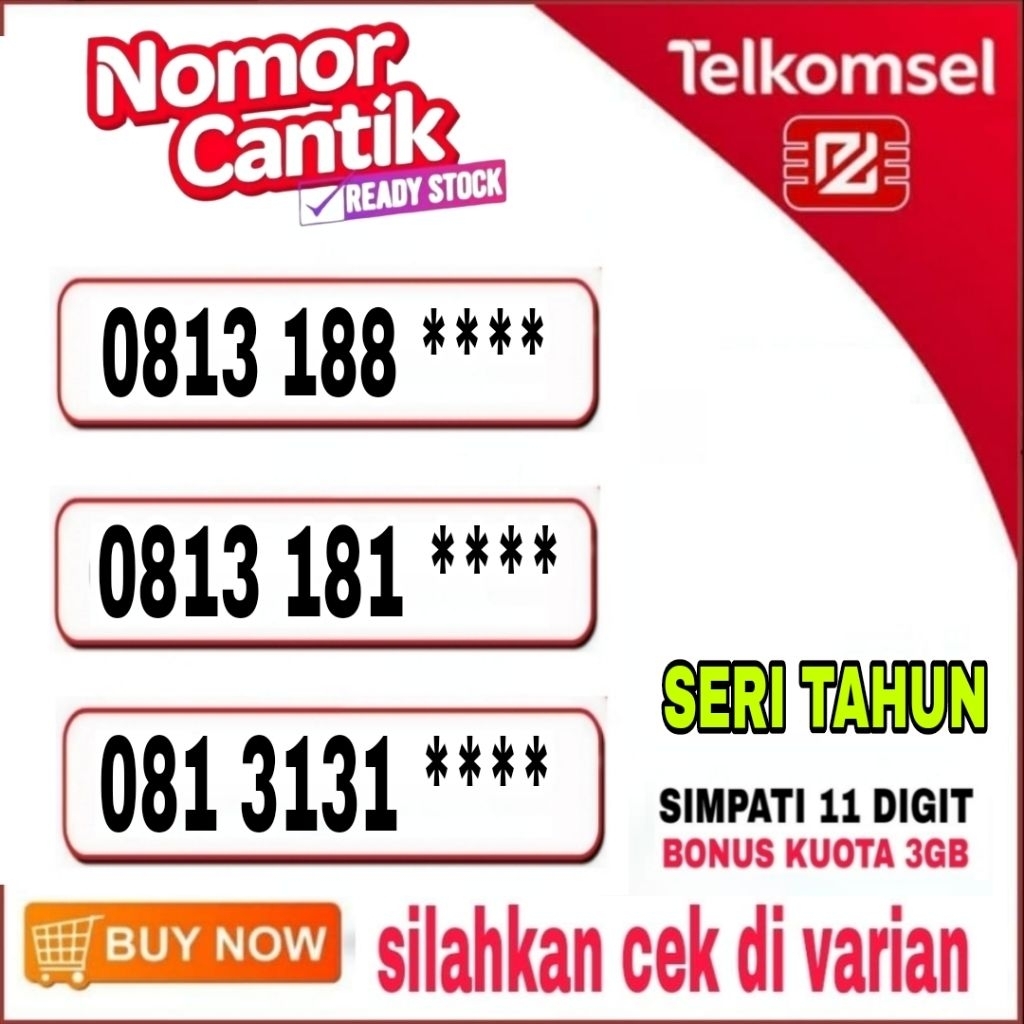 kartu perdana simpati 11 digit  seri tahun 0813 188 ****