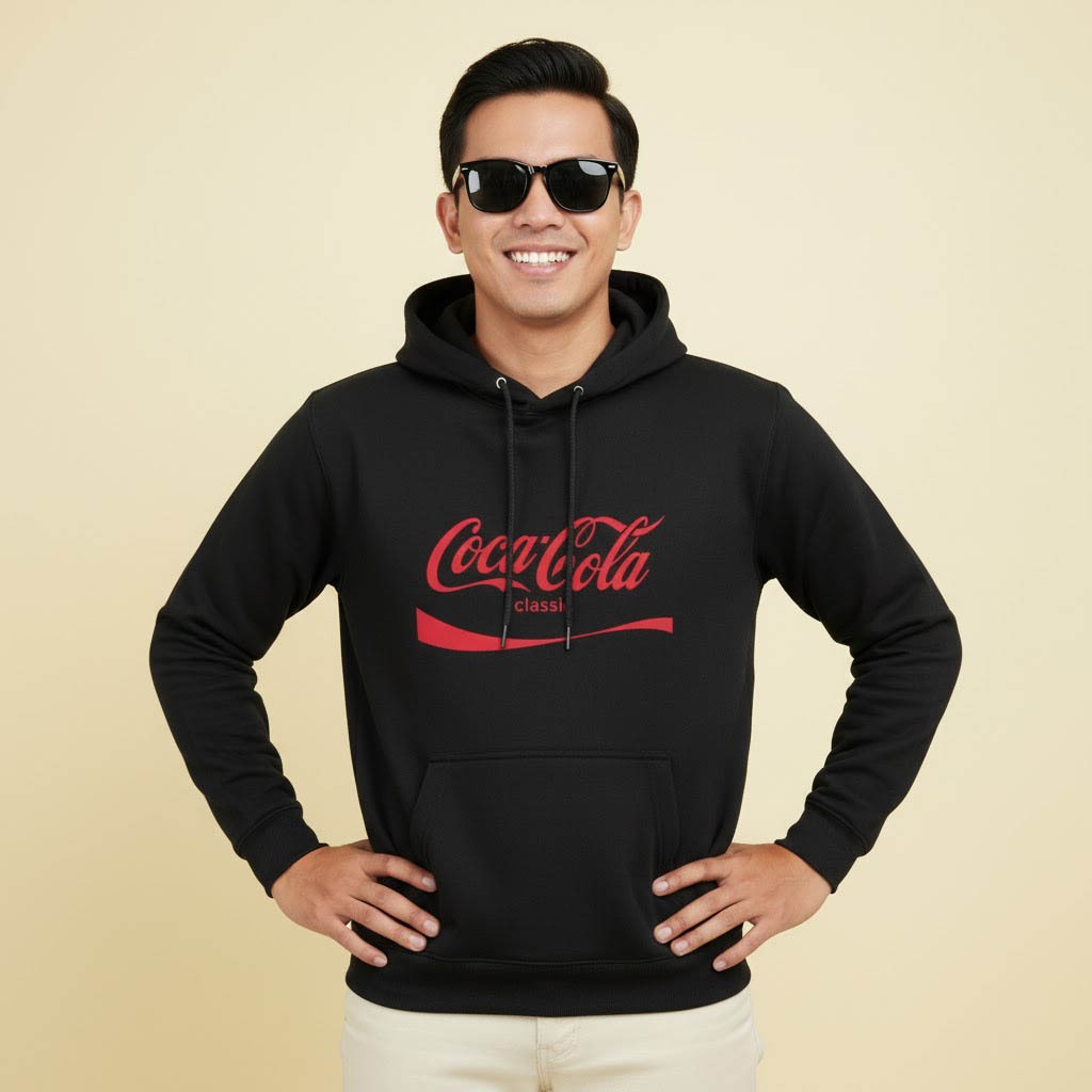 Hoodie Coca Cola CocaCola Classic Sweater Fleece Hoodie Black Hitam Cloth