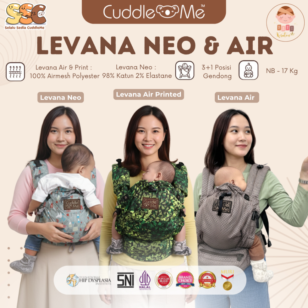 Cuddle Me Levana Carrier Gendongan Bayi M-Shape | Gendongan SSC Stretchy Bayi Ergonomis CuddleMe