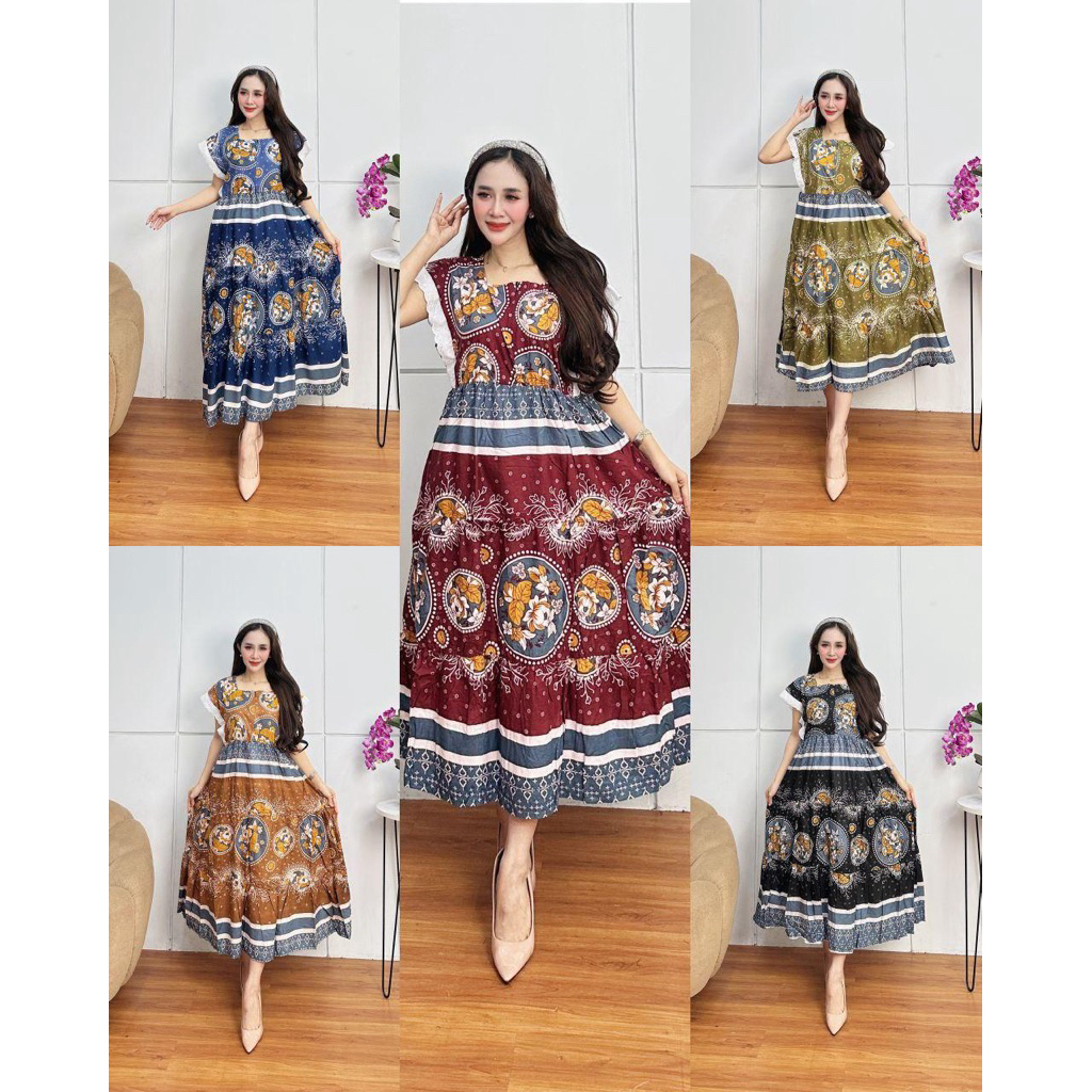 Daster gamis motif premium kekinian bahan katun nyaman dipakai sehari hari