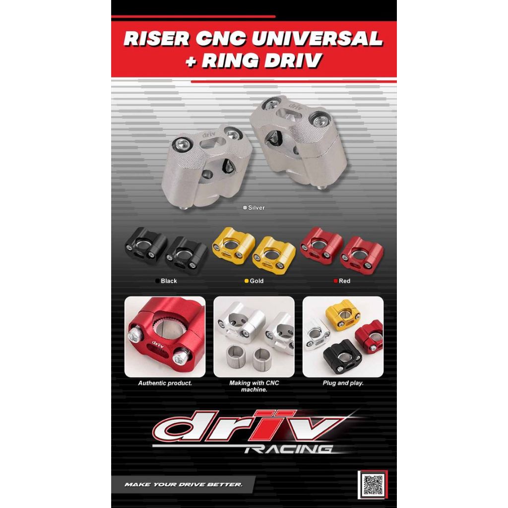 Riser Peninggi Stang Plus Ring CNC Semua Motor Trail Driv Racing