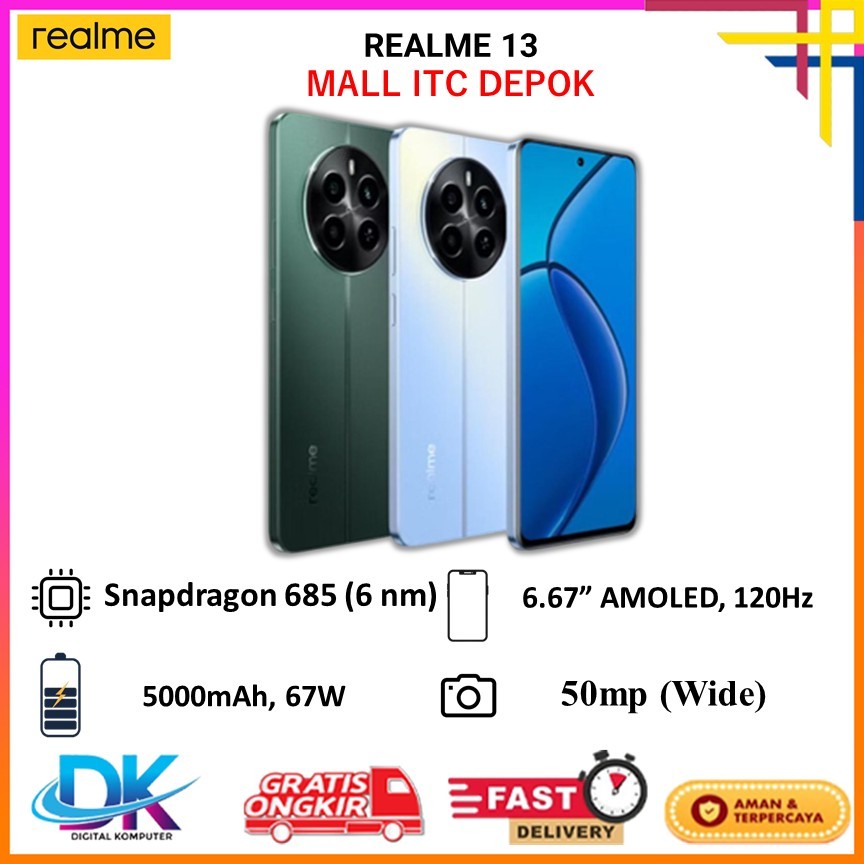 Realme 13 [8/128GB] [8/256GB] | Mediatek Dimensity 6300 | 5000 mAh | Garansi Resmi Indonesia