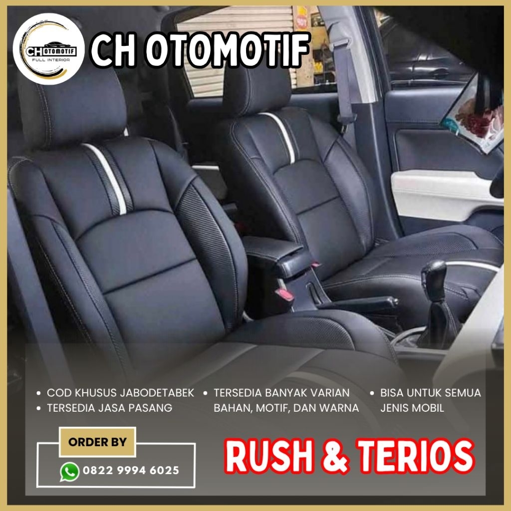 SARUNG JOK MOBIL RUSH & TERIOS FULL SEAT 3 BARIS / SARUNG JOK MOBIL RUSH / SARUNG JOK MOBIL TERIOS /