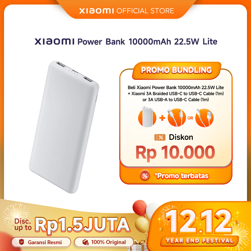 Xiaomi Power Bank 22.5W 10000mAh Lite | Max 22.5W Output | PD & QC3+ fast-charging | Support low-cur