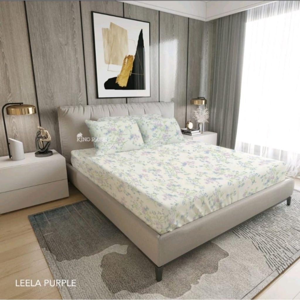 King Rabbit Sprei Collagen Uk. 100 (single) - Motif Bunga