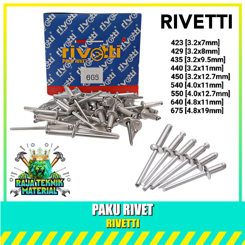 RIVETTI/CAMEL Paku Rivet Ukuran 423 429 435 440 450 540 550 640 675 - Paku Keling - Paku Tembak / Pa