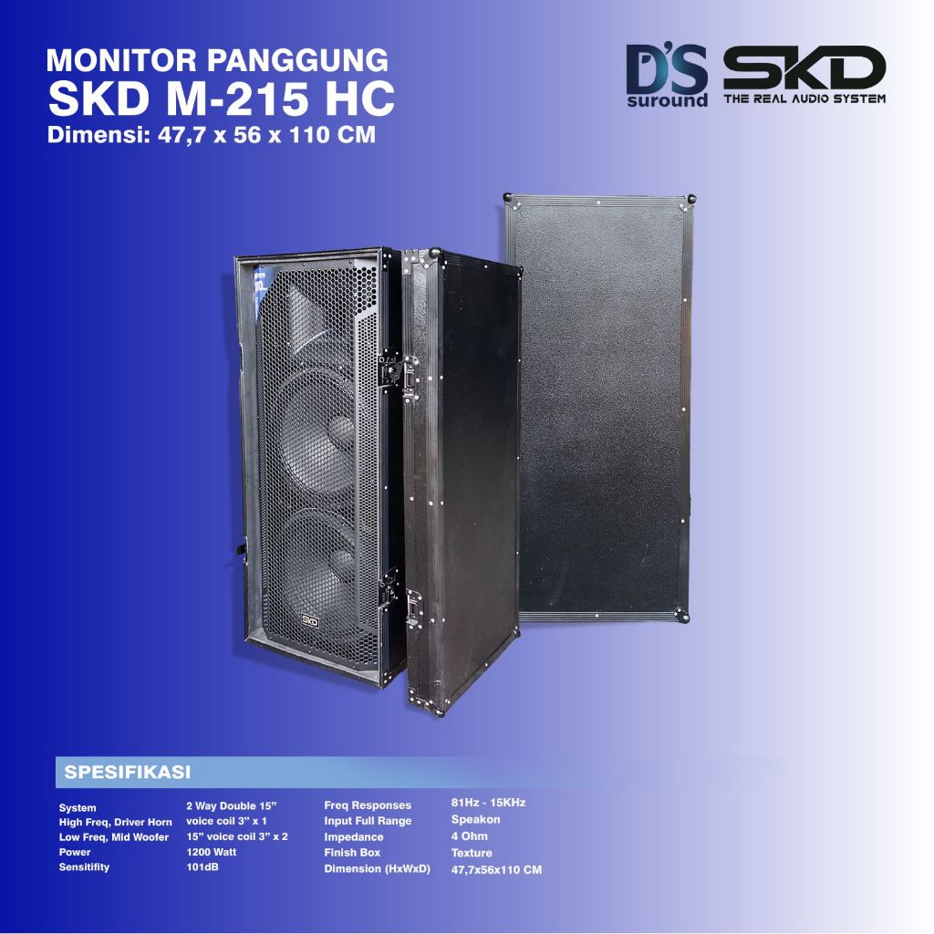 MONITOR PANGGUNG BOX SIDEFILL 2 X 15 INCH SR 15 DOUBLE MODEL HARDCASE