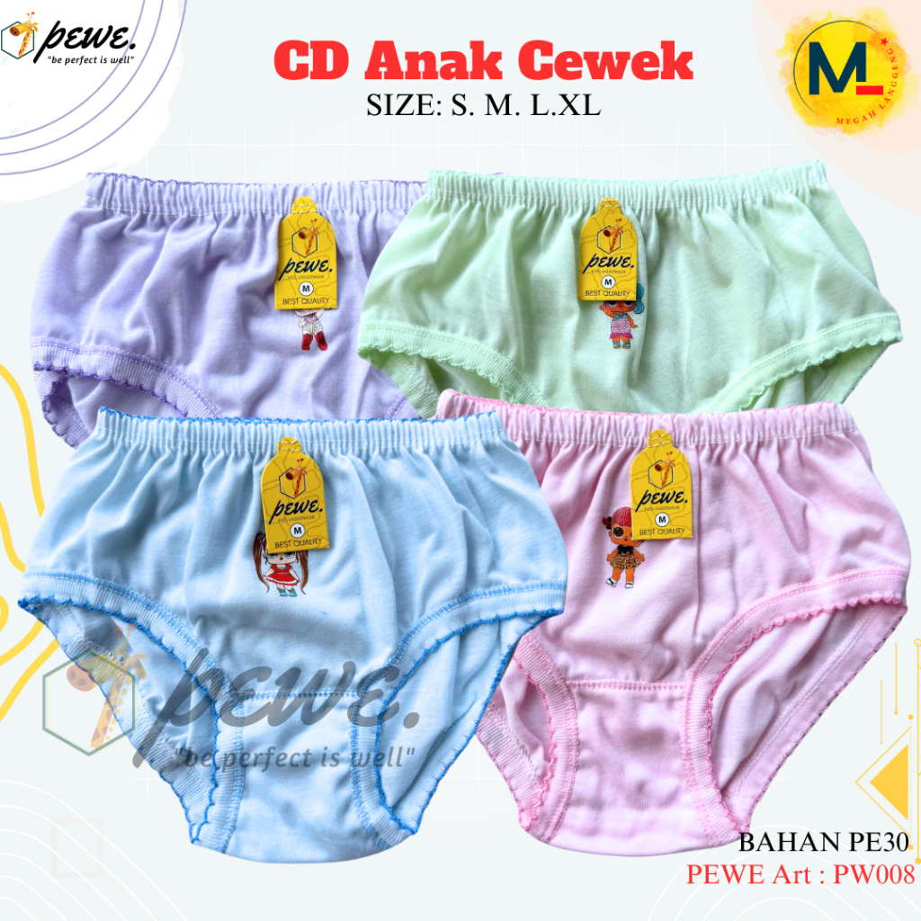 12 Pcs Celana Dalam Perempuan Anak – Adem, Lembut & Cantik Nyaman di pakai | Grosir CD cewek umur 1-