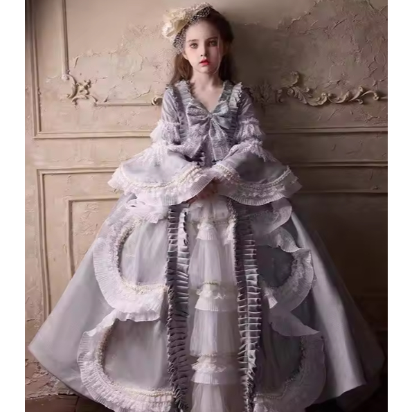 gaun  pesta  anak  model  romawi  glaomur    ekor  grey gaun anak  pesta  mewah dan  cantik