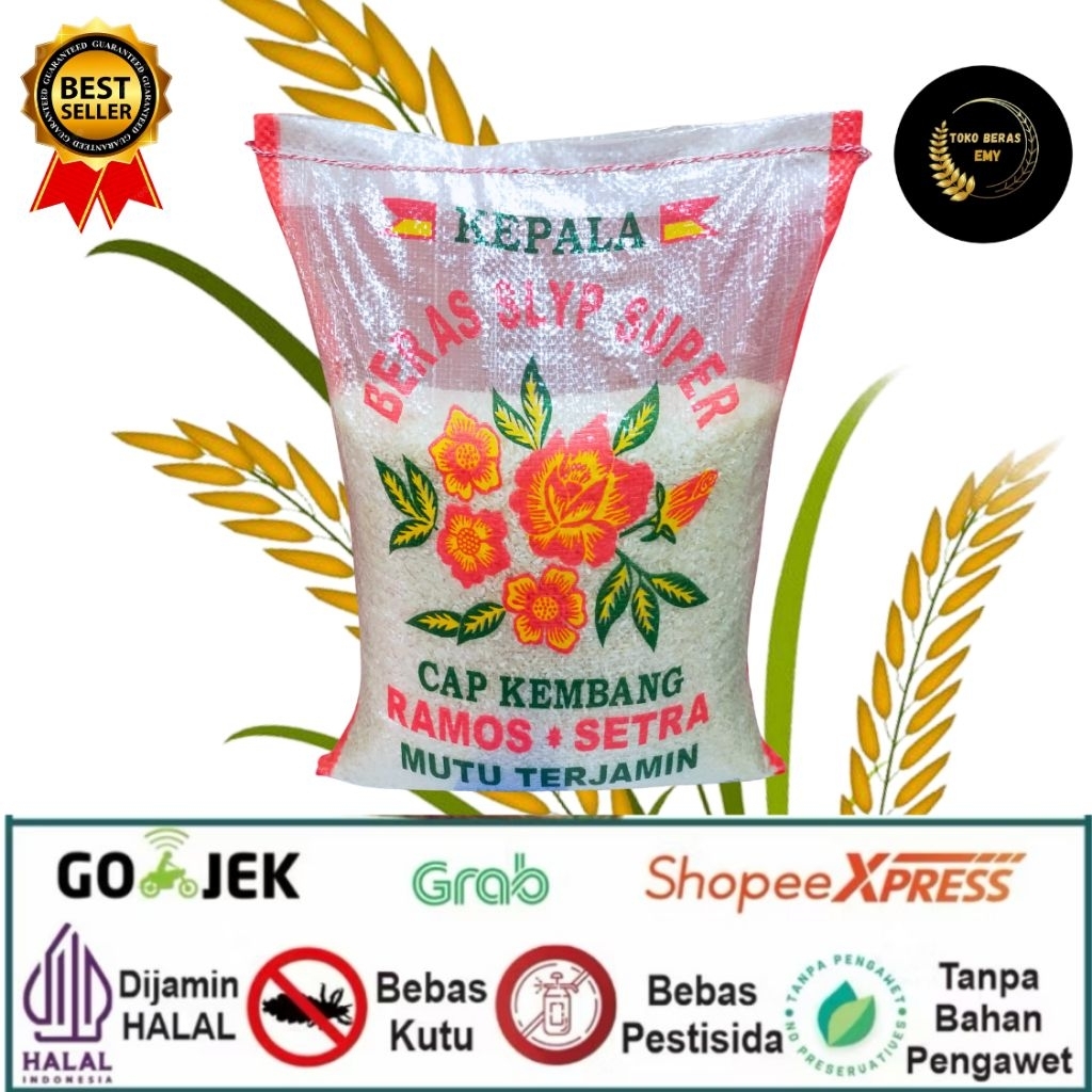 Beras Cap Kembang Ramos 5kg/10kg/5Liter/10Liter