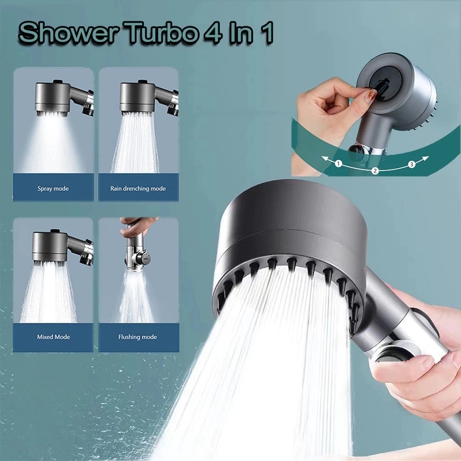 Kepala Shower Turbo Bertekanan Tinggi Shower Adjustable Massage