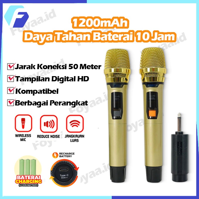[COD] MIC-206 Advance Mic Wireless UHF (Wireless) Bisa Dicharger Batrei dapat di Charger (sudah term