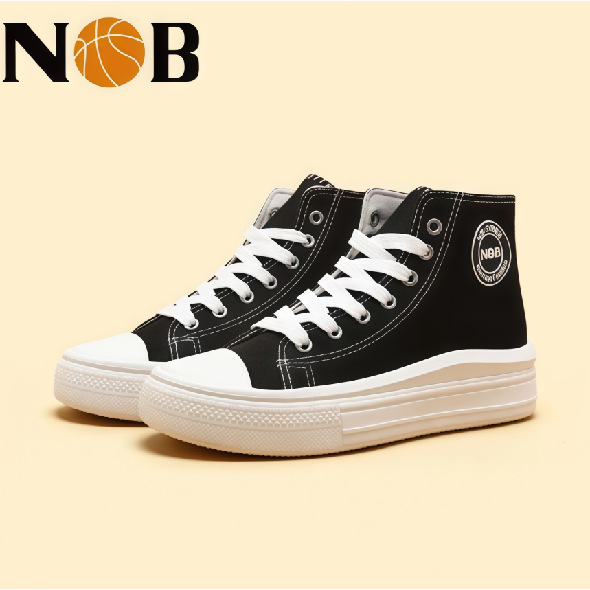 Sepatu Wanita Sneakers Sport Kasual - Sepatu Sekolah Hitam Polos NOB