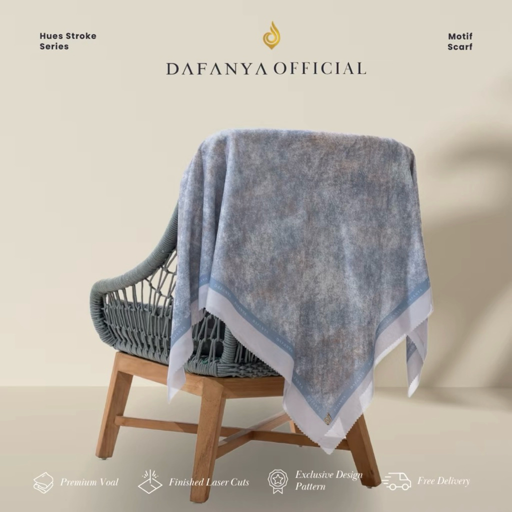 DAFANYA | Hues Stroke Series | Kerudung Segi Empat Motif Abstrak | Hijab Scarf Voal