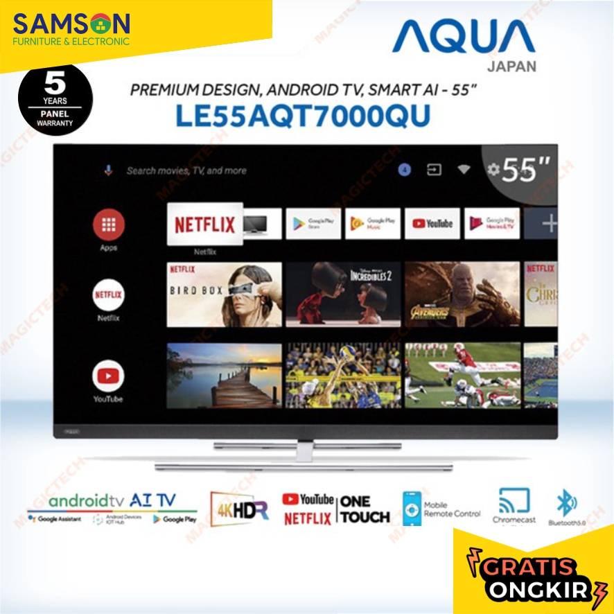 TV LED AQUA 55 INCH / 55" QLED 4K UHD ANDROID SMART TV LE55AQT7000QU