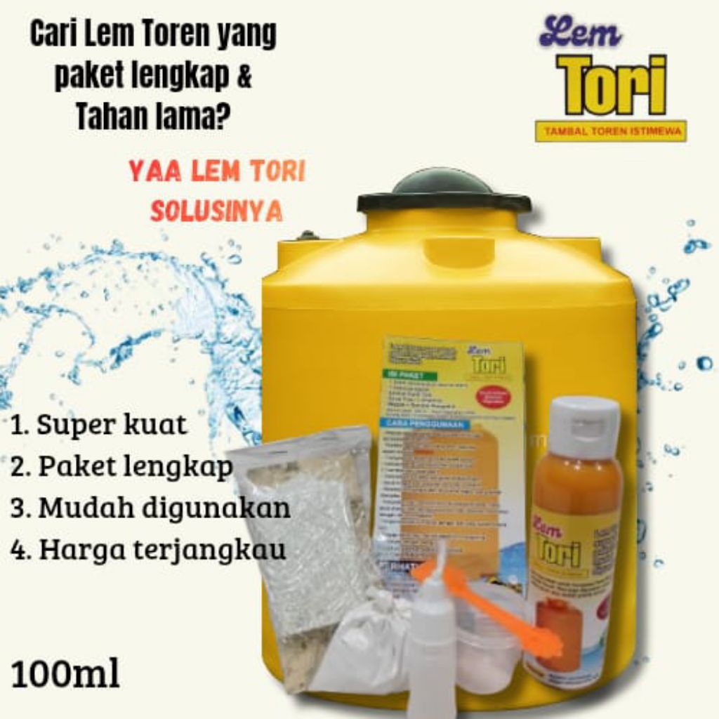 TORI VARIAN 100ML LEM KHUSUS TOREN ISTIMEWA SUPER KUAT PAKET LENGKAP, Mengatasi Bocor, Retak, Rembes