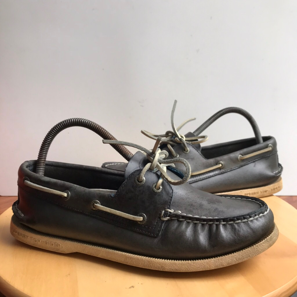 Vintage Sperry Topsider Boat shoes leather navy blue colorway boots boot outdoor casual Authentic Si