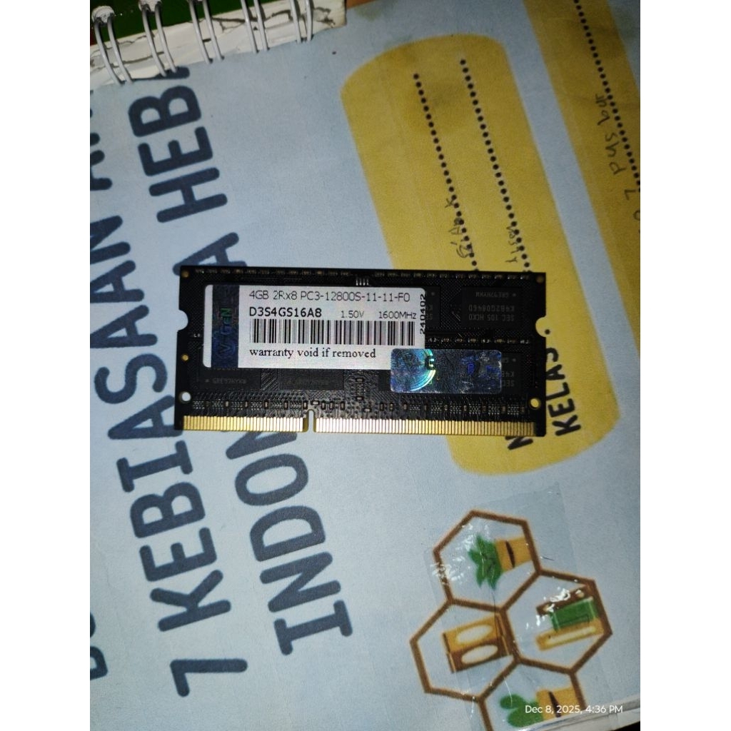 Sodimm Ram Vgen DDR3 PC12800 4Gb