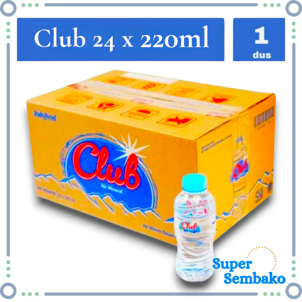 AIR MINERAL CLUB BOTOL KECIL 220ml PER DUS ISI 24 BOTOL MURAH INSTANT MAKASSAR