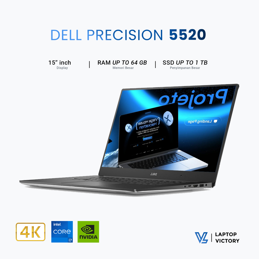 Dell Precision 5520 Core i7 Gen 7 Touchscreen | Nvidia Quadro T1000 4GB GDDR5 - Mulus Bergaransi
