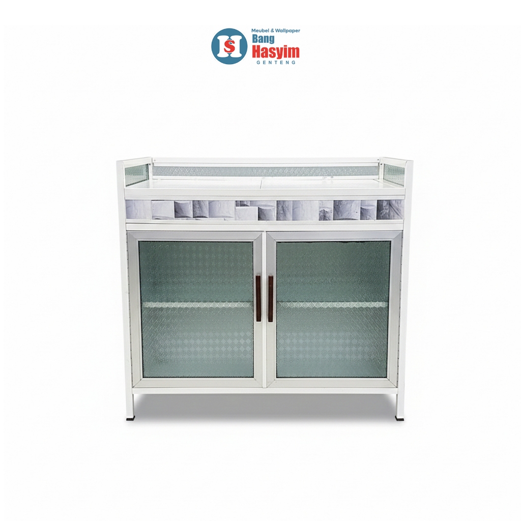 BANG HASYIM Rak Meja Kompor Meja Aluminium Kaca Buram Rak Penyimpanan Dapur Rak Dapur Serbaguna