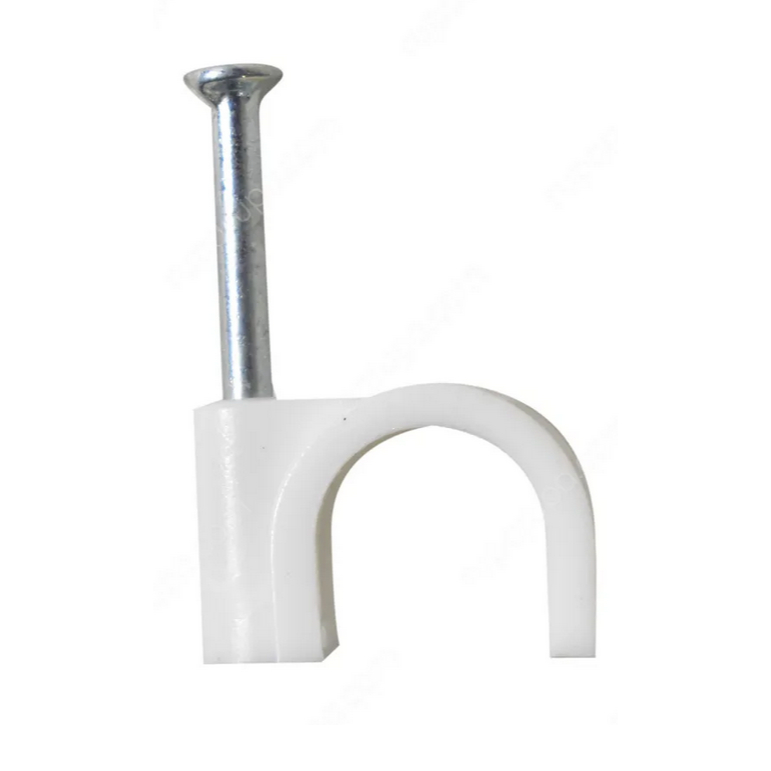 KLEM KABEL LISTRIK PLASTIK PUTIH PVC PAKU BETON DINDING