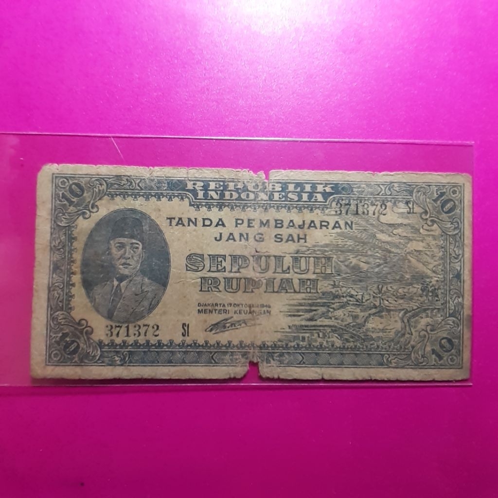 uang kuno 10 rupiah ori 1945
