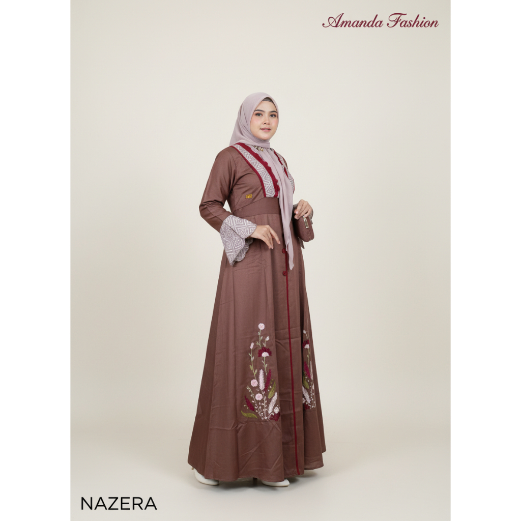 Gamis Amanda Nazera Bordir Rayon Twill Premium