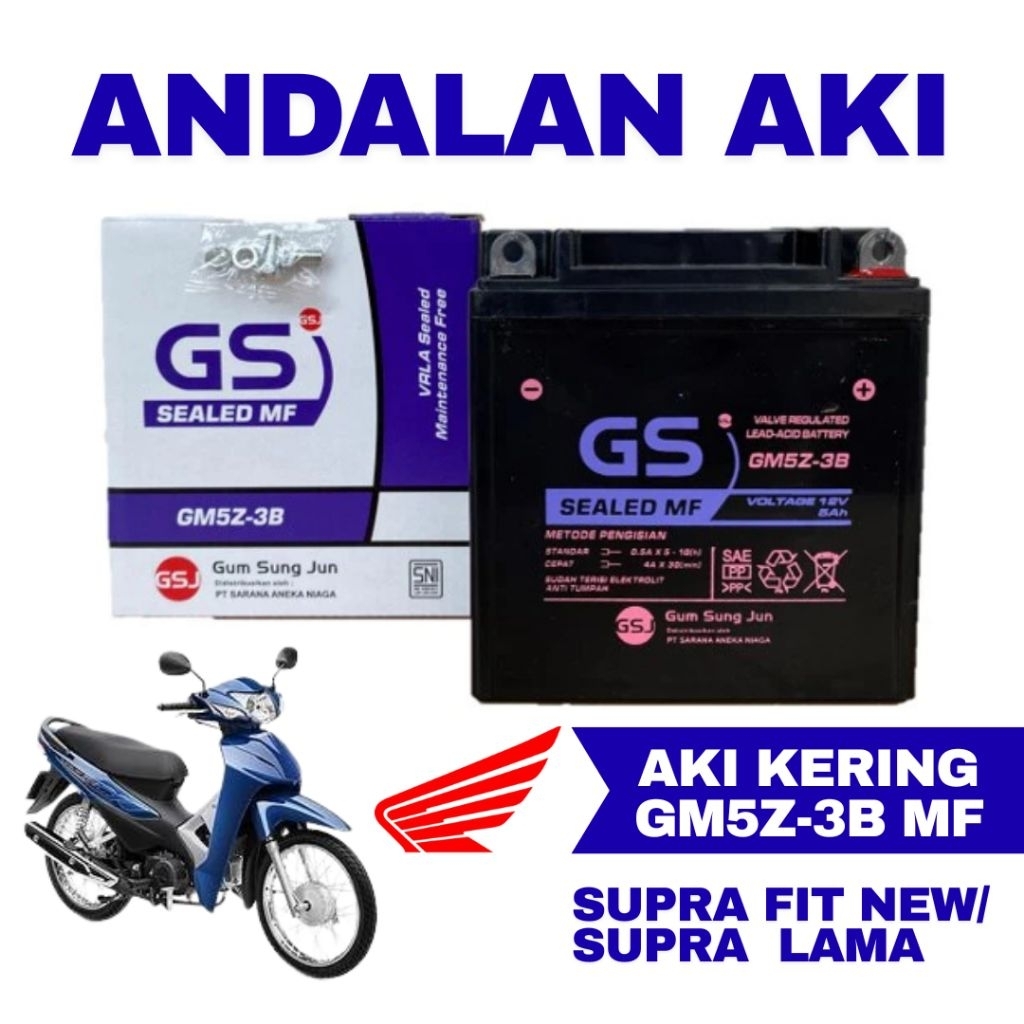 Aki Motor Honda Supra Fit New / Supra Lama GM5Z3B Aki Kering Accu Kering MF