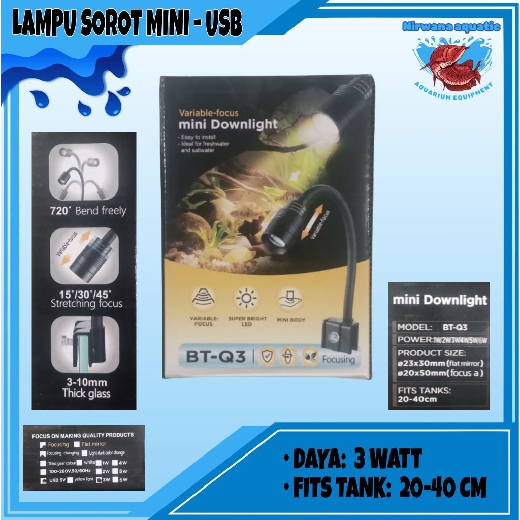 LAMPU AKUARIUM / AQUASCAPE SOROT MINI DOWNLIGHT - USB