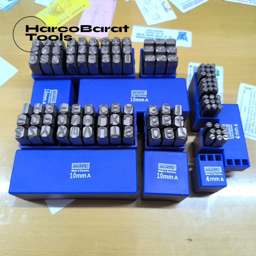 Masus Ketok Huruf Angka Set 1Mm 2Mm 3Mm 4Mm 5Mm 6Mm 7Mm 8Mm 10Mm Germany Stamp Punch Alat Ketok Huru