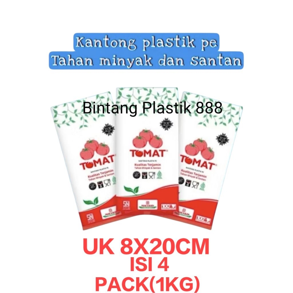 Kantong Plastik PE Uk 8X20(1kg), Plastik PE tomat/kantong plastik pe bening/Plastik ES