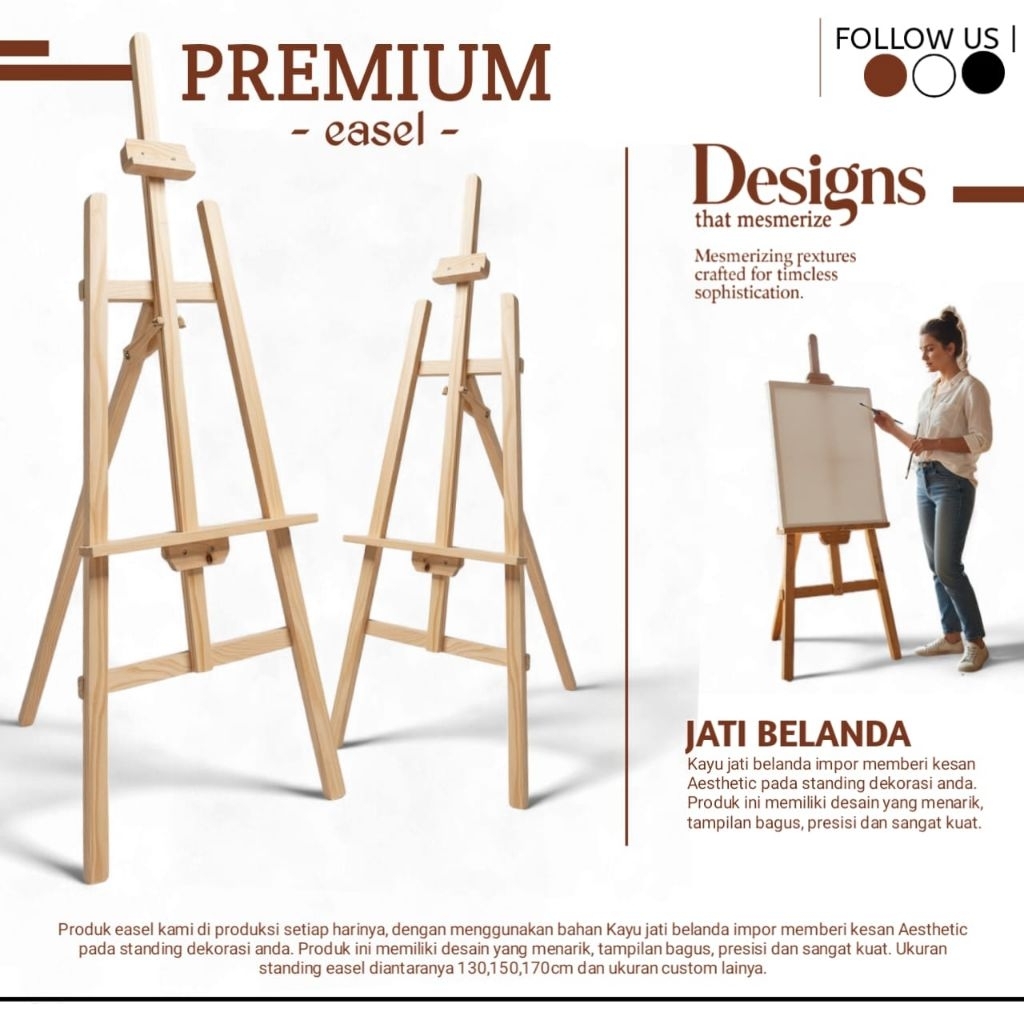 Easel Premium Jati Belanda/standing lukis/ easel lukis