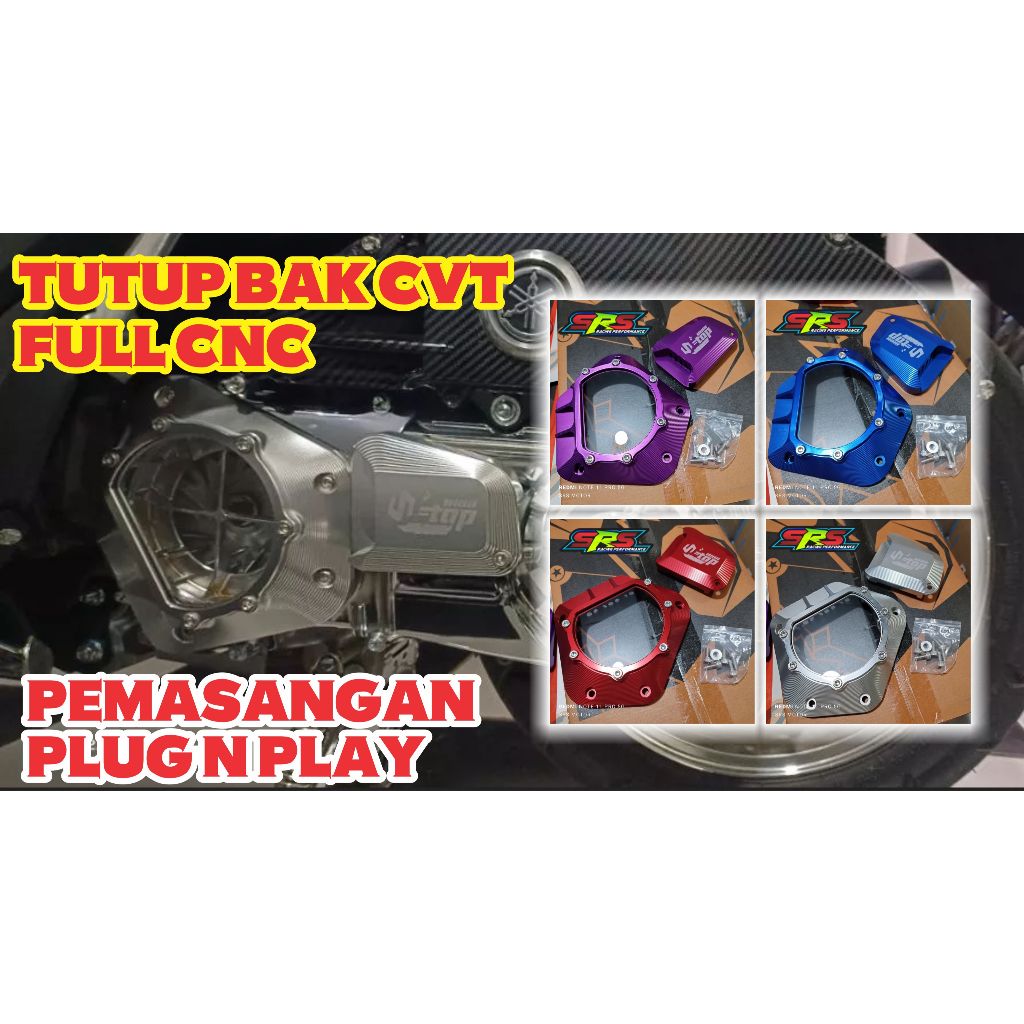 S-TOP CNC Racing Cover Tutup Bak CVT Transparan Yamaha Nmax new Aerox New Full CNC