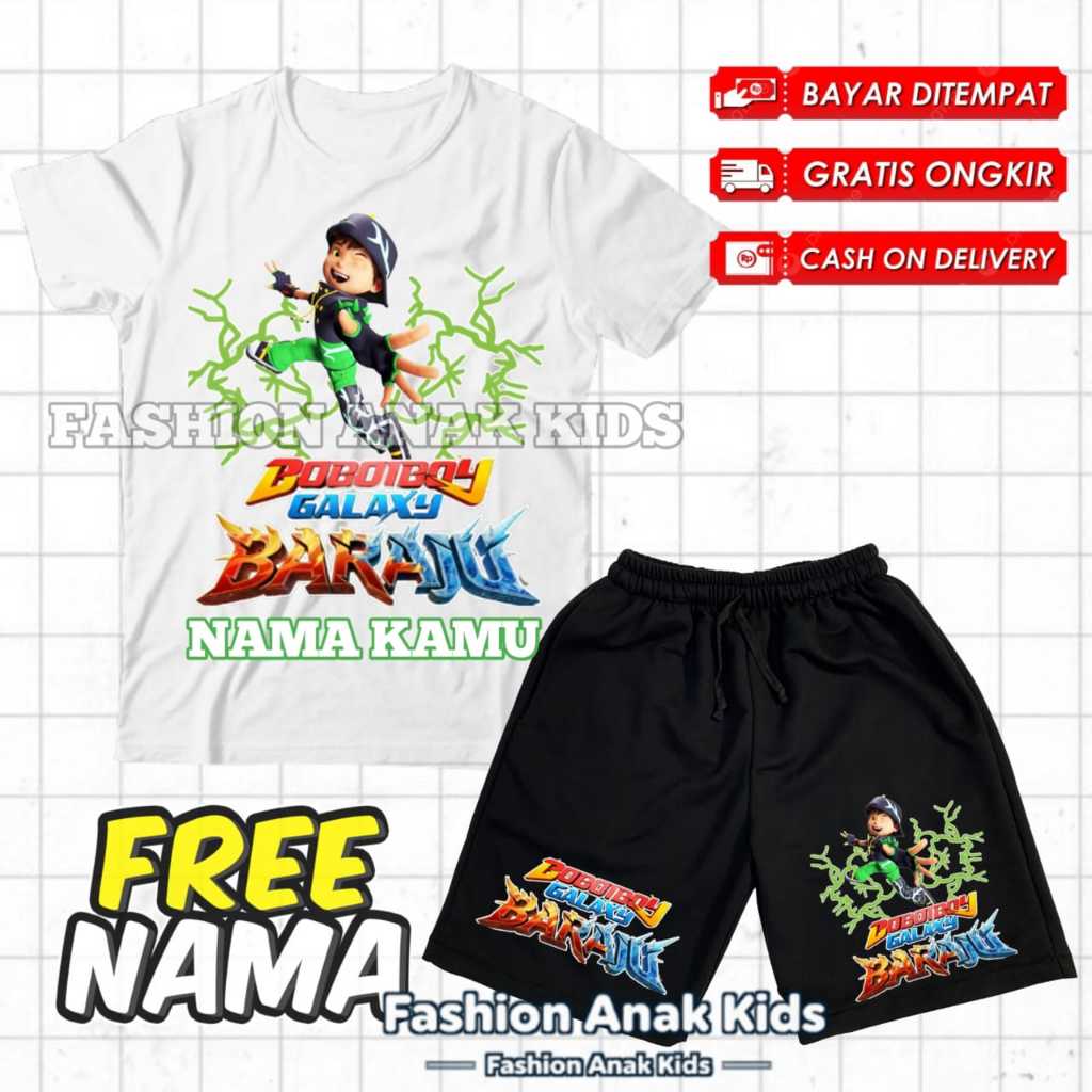 (BISA COD) SETELAN KAOS & CELANA ANAK UNISEX BOBOIBOY GALAXY BARAJU DURI BAJU T-SHIRT SETELAN ANAK F