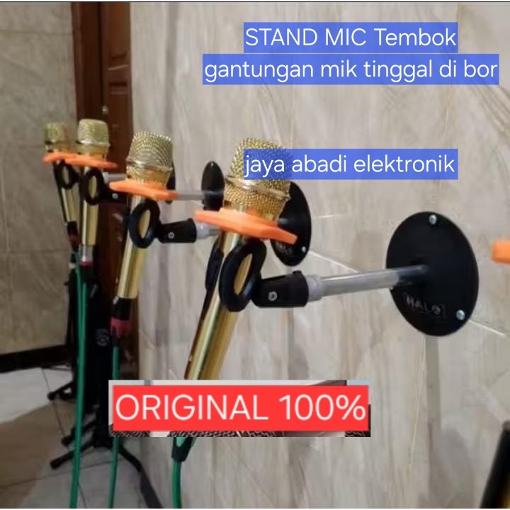 H101 STAND MIC 25CM ORI 100% Tembok DINDING gantungan mik Adzan Meja Pengimaman Stand Mic Tempel Pip