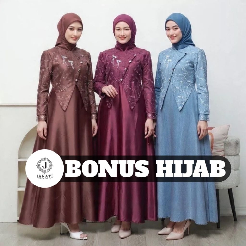 (Free Hijab) Dress Gamis Modern Sahara Gamis Pesta Kondangan Kekinian Baju Bridesmaid Seragam Gamis 