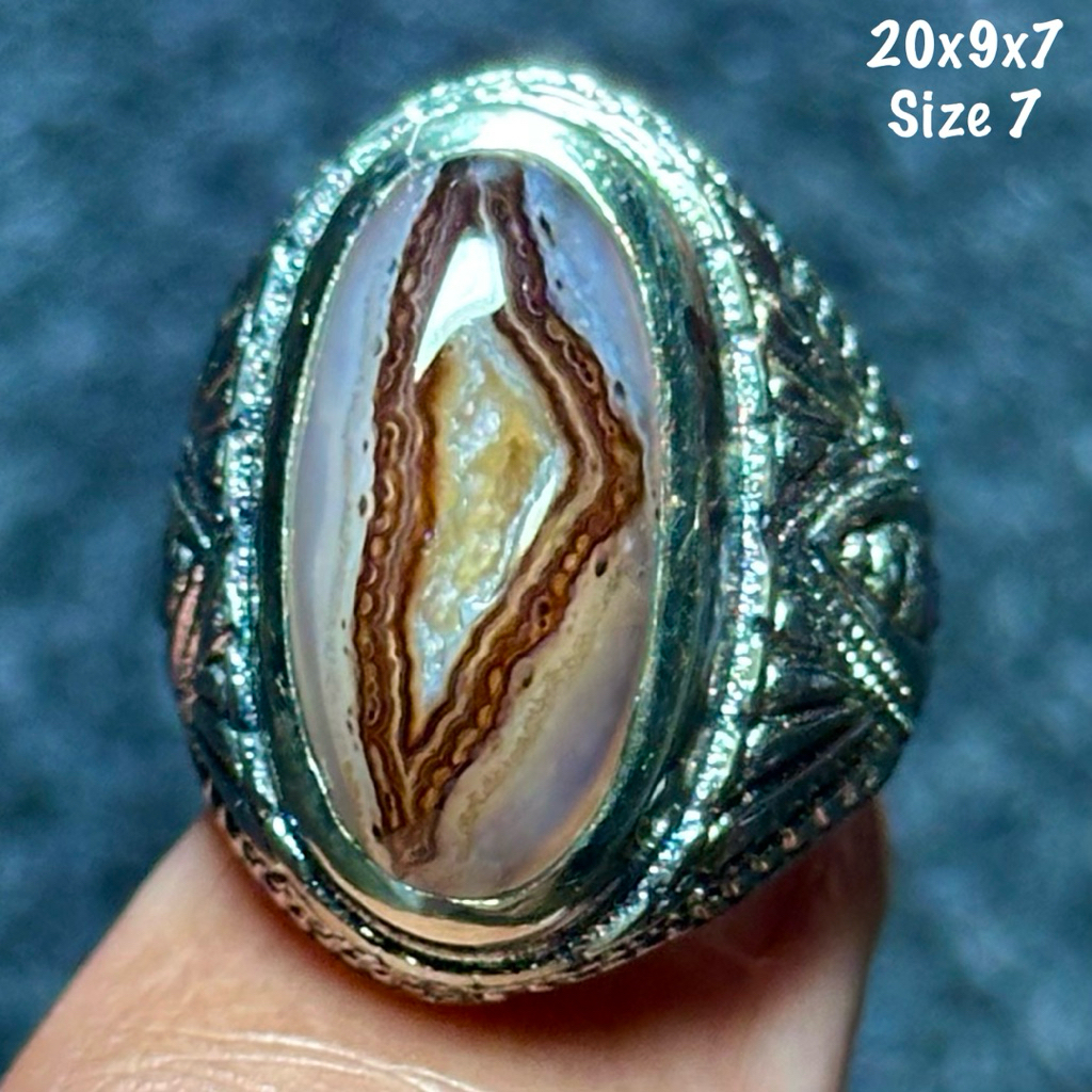 Cincin Batu Akik Natural Yaman Combong Alami Segitiga Miss V Kristal (asli alam)